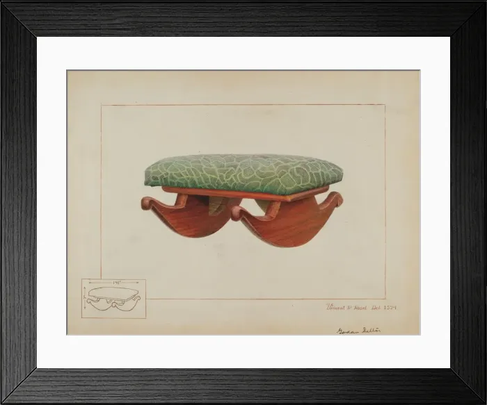 Framed Print : Rocker Footstool, c. 1937. Creator: Vincent P. Rosel Framed Print : Rocker Footstool, c. 1937. Creator: Vincent P. Rosel