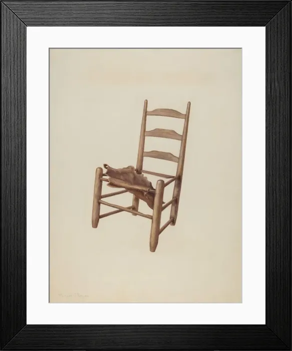 Framed Print : Handmade Chair - Rawhide Seat, c. 1939. Creator: Manuel G. Runyan Framed Print : Handmade Chair - Rawhide Seat, c. 1939. Creator: Manuel G. Runyan
