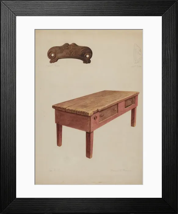 Framed Print : Tailors Bench, c. 1938. Creator: Manuel G. Runyan Framed Print : Tailors Bench, c. 1938. Creator: Manuel G. Runyan