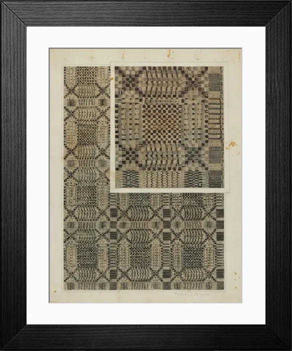 Framed Print : Woven Coverlet, c. 1938. Creator: Manuel G. Runyan Framed Print : Woven Coverlet, c. 1938. Creator: Manuel G. Runyan