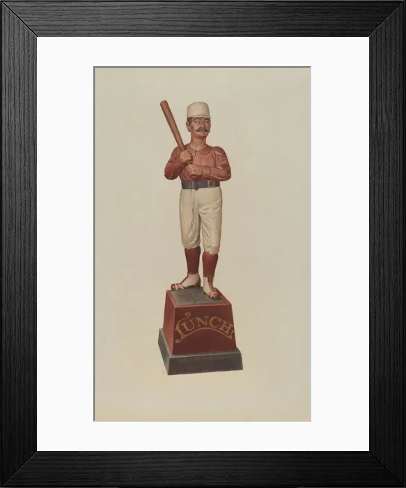 Framed Print : Cigar Store Figure: Ball Player, c. 1939. Creator: Albert Ryder Framed Print : Cigar Store Figure: Ball Player, c. 1939. Creator: Albert Ryder