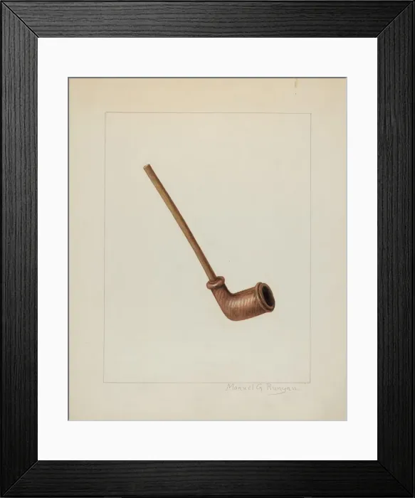 Framed Print : Clay Pipe, c. 1938. Creator: Manuel G. Runyan Framed Print : Clay Pipe, c. 1938. Creator: Manuel G. Runyan