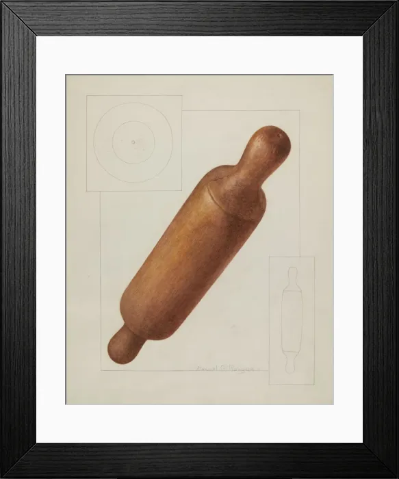 Framed Print : Dough Rolling Pin, c. 1937. Creator: Manuel G. Runyan