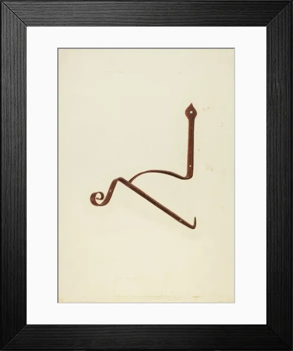 Framed Print : Iron Bracket from Zoar Tavern, c. 1938. Creator: Ralph Russell Framed Print : Iron Bracket from Zoar Tavern, c. 1938. Creator: Ralph Russell