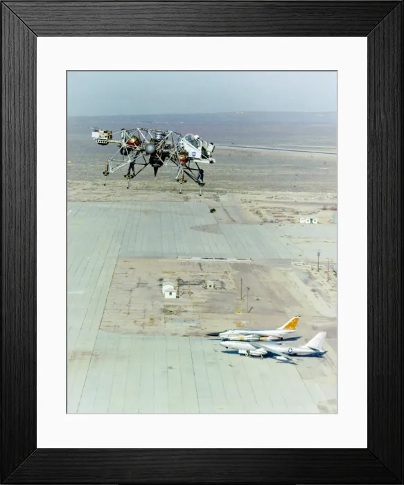 Framed Print : Lunar Landing Research Vehicle in flight, Edwards Air Force Base, USA, 1965 Framed Print : Lunar Landing Research Vehicle in flight, Edwards Air Force Base, USA, 1965