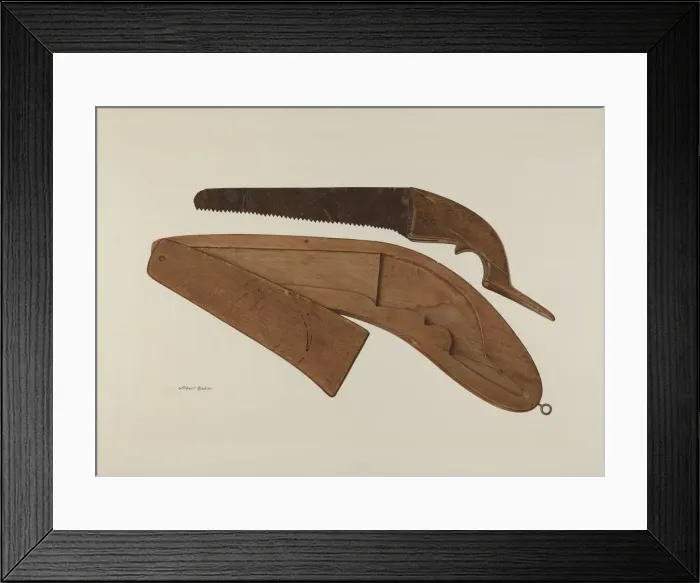 Framed Print : Saw and Case, c. 1940. Creator: Albert Rudin Framed Print : Saw and Case, c. 1940. Creator: Albert Rudin