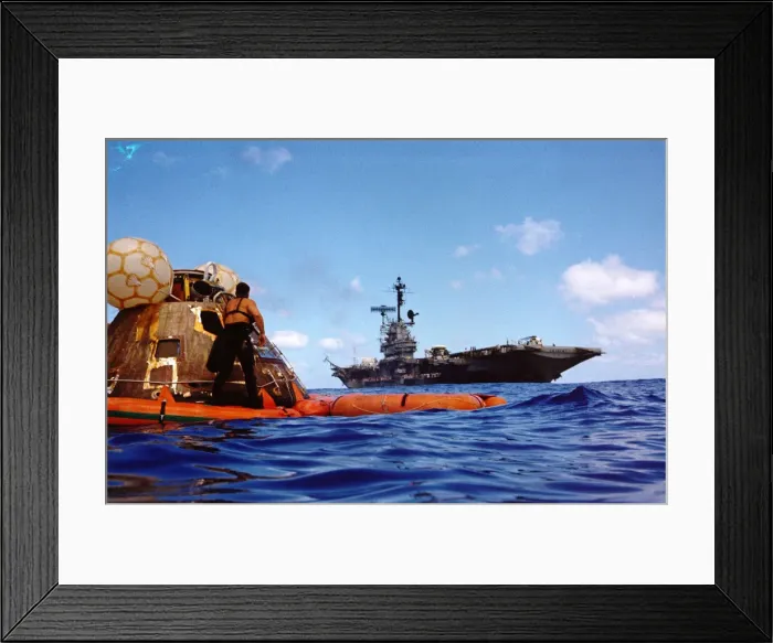 Framed Print : Apollo 17 recovery operations, Pacific Ocean, December 19, 1972. Creator: NASA Framed Print : Apollo 17 recovery operations, Pacific Ocean, December 19, 1972. Creator: NASA