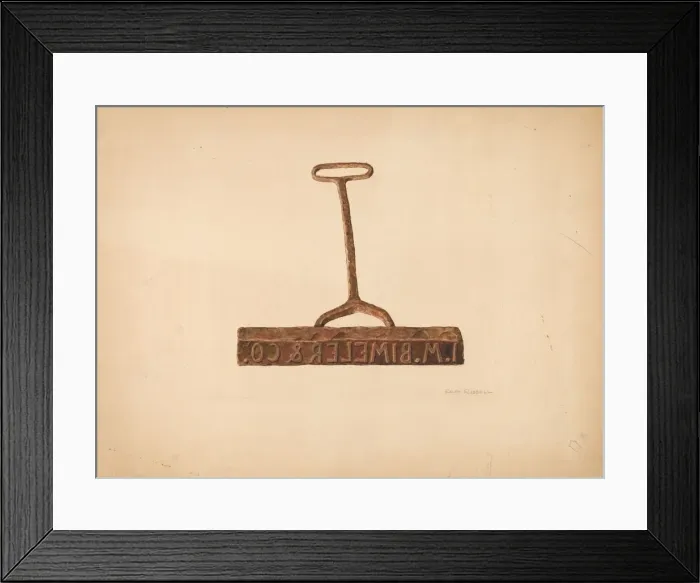 Framed Print : Branding Iron Used for Boxes and Bags, c. 1941. Creator: Ralph Russell Framed Print : Branding Iron Used for Boxes and Bags, c. 1941. Creator: Ralph Russell