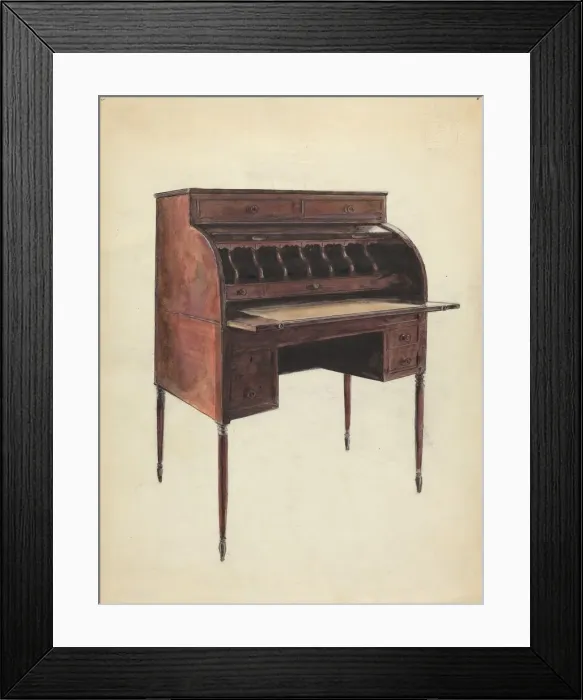 Framed Print : Roll-Top Desk, c. 1953. Creator: M. Rosenshield-von-Paulin Framed Print : Roll-Top Desk, c. 1953. Creator: M. Rosenshield-von-Paulin