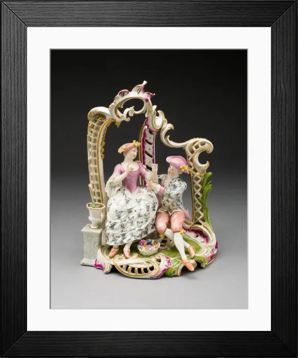 Framed Print : Lovers in an Arbour, Frankenthal, c. 1759. Creator: Johann Fredrich Lück