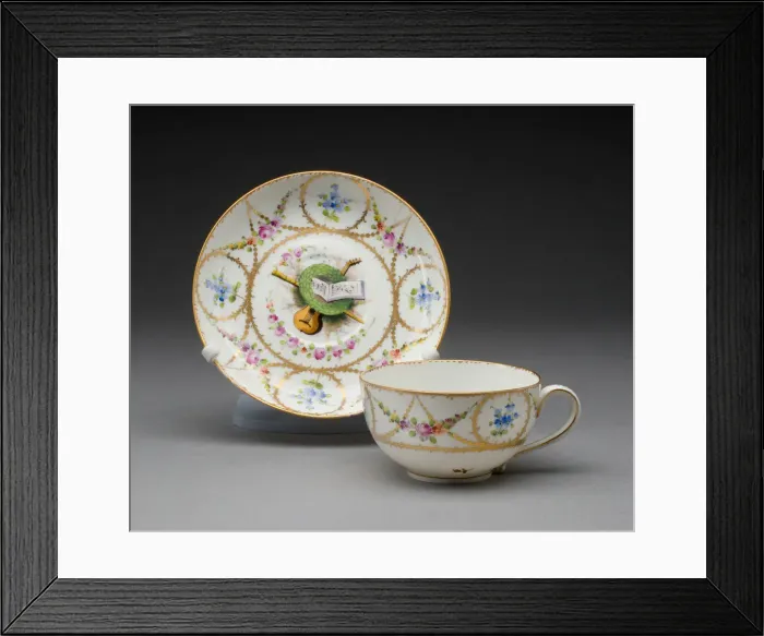 Framed Print : Cup and Saucer, Nyon, c. 1780. Creator: Nyon Porcelain Factory Framed Print : Cup and Saucer, Nyon, c. 1780. Creator: Nyon Porcelain Factory