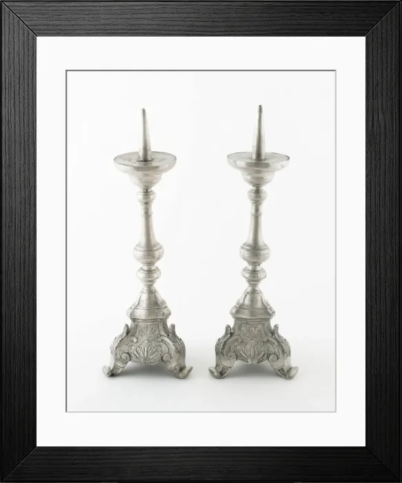 Framed Print : Candlestick (one of a pair), Liege, 19th century. Creator: P. J. Joiris