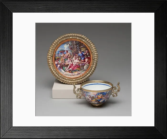 Framed Print : Tea Bowl and Saucer, Augsburg, c. 1700. Creator: Matthaus Baur II Framed Print : Tea Bowl and Saucer, Augsburg, c. 1700. Creator: Matthaus Baur II