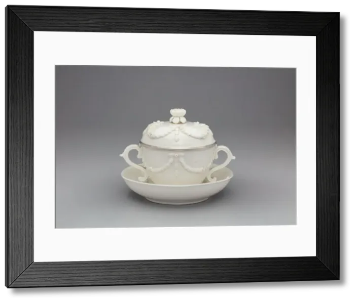 Framed Print : Covered Bowl and Stand, Mennecy, c. 1750. Creator: Mennecy Porcelain Factory Framed Print : Covered Bowl and Stand, Mennecy, c. 1750. Creator: Mennecy Porcelain Factory