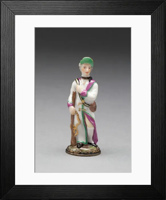 Framed Print : Scent Bottle: Huntsman, Ludwigsburg, c. 1775. Creator: Ludwigsburg Porcelain Factory Framed Print : Scent Bottle: Huntsman, Ludwigsburg, c. 1775. Creator: Ludwigsburg Porcelain Factory