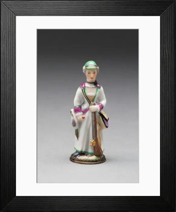 Framed Print : Scent Bottle: Huntswoman, Ludwigsburg, c. 1775. Creator: Ludwigsburg Porcelain Factory Framed Print : Scent Bottle: Huntswoman, Ludwigsburg, c. 1775. Creator: Ludwigsburg Porcelain Factory
