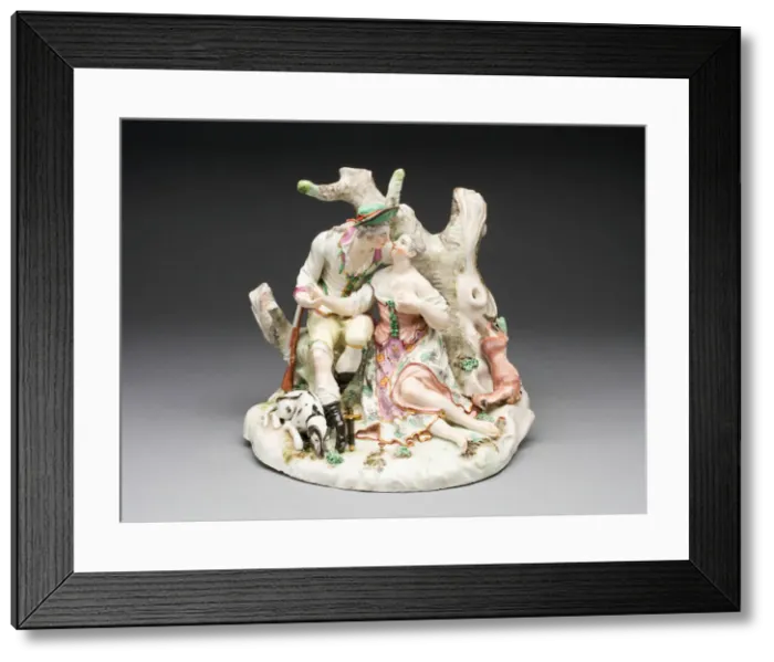 Framed Print : Group: Hunters or Lovers, Ludwigsburg, c. 1765. Creator: Ludwigsburg Porcelain Factory Framed Print : Group: Hunters or Lovers, Ludwigsburg, c. 1765. Creator: Ludwigsburg Porcelain Factory