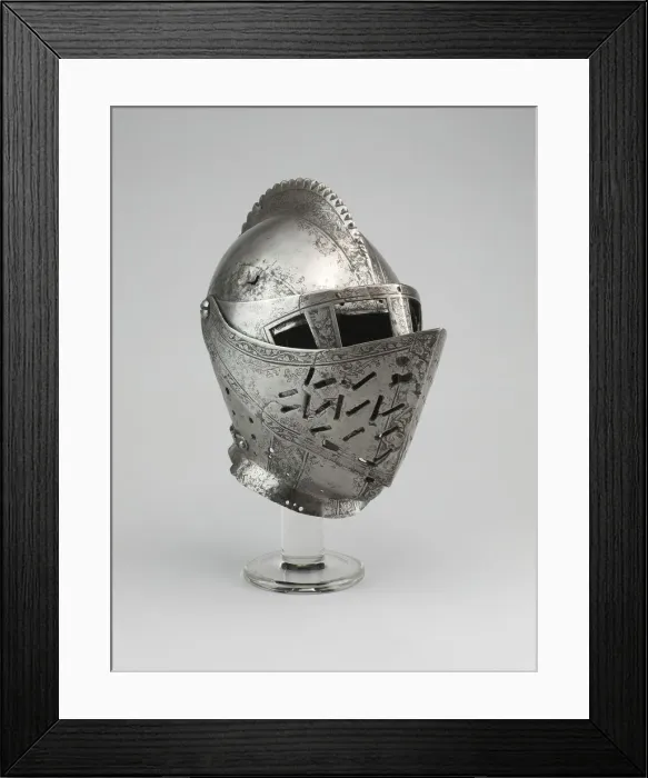 Framed Print : Close Helmet, Landshut, 1551, possibly 1557. Creator: Possibly by the workshop of Framed Print : Close Helmet, Landshut, 1551, possibly 1557. Creator: Possibly by the workshop of