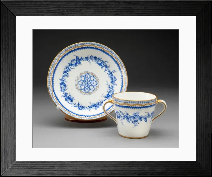 Framed Print : Cup and Saucer, Sevres, c. 1760. Creator: Sevres Porcelain Manufactory Framed Print : Cup and Saucer, Sevres, c. 1760. Creator: Sevres Porcelain Manufactory