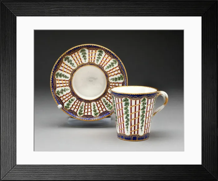 Framed Print : Cup and Saucer, Sevres, c. 1760. Creator: Sevres Porcelain Manufactory Framed Print : Cup and Saucer, Sevres, c. 1760. Creator: Sevres Porcelain Manufactory
