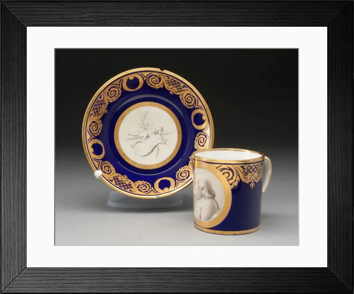 Framed Print : Cup and Saucer with Portrait of Benjamin Franklin, Sevres, c. 1780 Framed Print : Cup and Saucer with Portrait of Benjamin Franklin, Sevres, c. 1780