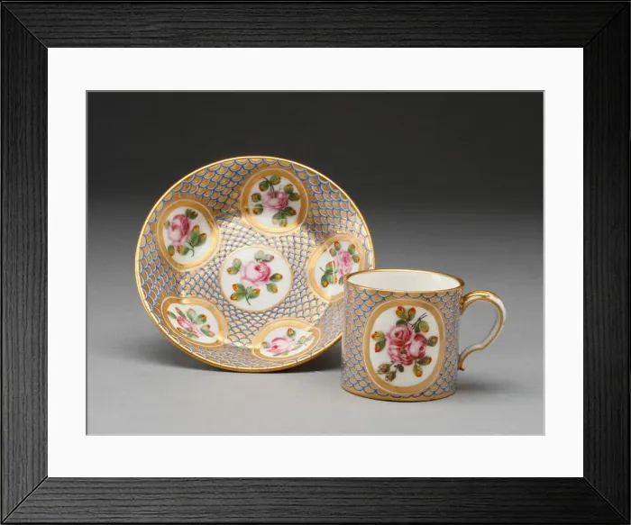 Framed Print : Cup and Saucer, Sevres, 1777. Creators: Sevres Porcelain Manufactory Framed Print : Cup and Saucer, Sevres, 1777. Creators: Sevres Porcelain Manufactory