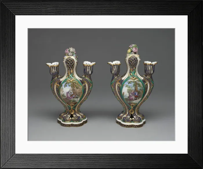 Framed Print : Pair of Vases (Pots Pourris aBobeches), Sevres, c. 1759 Framed Print : Pair of Vases (Pots Pourris aBobeches), Sevres, c. 1759