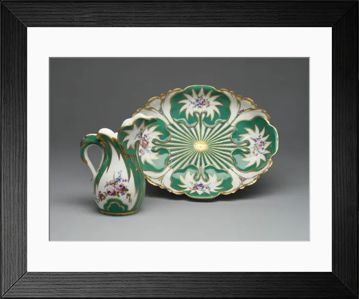 Framed Print : Ewer and Basin (Pot a l Eau et jatte Feuille d Eau), Sevres, 1756 / 60 Framed Print : Ewer and Basin (Pot a l Eau et jatte Feuille d Eau), Sevres, 1756 / 60