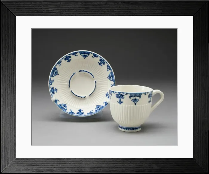 Framed Print : Cup and Saucer, Saint-Cloud, c. 1730. Creator: Saint-Cloud Porcelain Manufactory Framed Print : Cup and Saucer, Saint-Cloud, c. 1730. Creator: Saint-Cloud Porcelain Manufactory