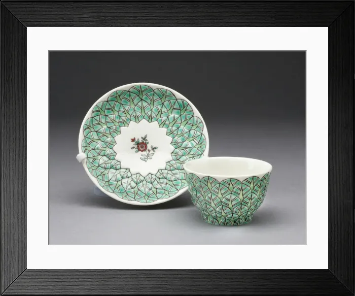Framed Print : Teabowl and Saucer, Saint-Cloud, c. 1720. Creator: Saint-Cloud Porcelain Manufactory Framed Print : Teabowl and Saucer, Saint-Cloud, c. 1720. Creator: Saint-Cloud Porcelain Manufactory