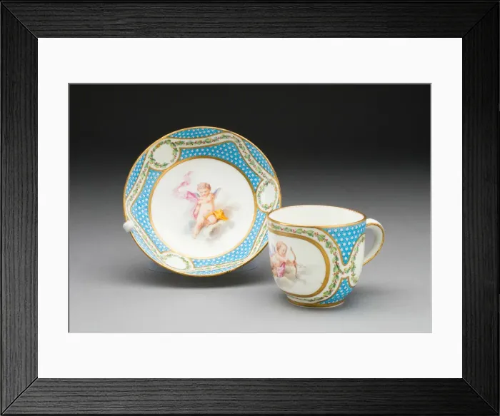 Framed Print : Cup and Saucer (from a tea service), Sevres, 1770. Creators Framed Print : Cup and Saucer (from a tea service), Sevres, 1770. Creators
