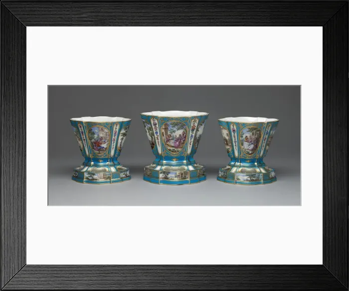 Framed Print : Garniture of Three Flower Vases (Vases Hollandois), Sevres, c. 1761 Framed Print : Garniture of Three Flower Vases (Vases Hollandois), Sevres, c. 1761