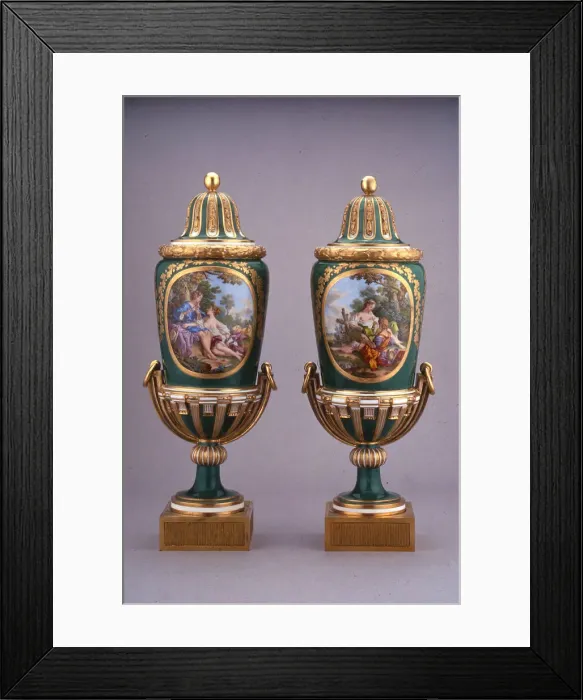 Framed Print : Pair of Vases (Vases aPied de Globe), Sevres, 1769 Framed Print : Pair of Vases (Vases aPied de Globe), Sevres, 1769