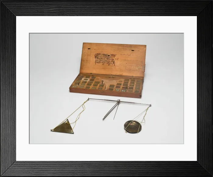 Framed Print : Box with Scale and Set of Weights, Cologne, 1661. Creator: Wilhelm von Essen Framed Print : Box with Scale and Set of Weights, Cologne, 1661. Creator: Wilhelm von Essen