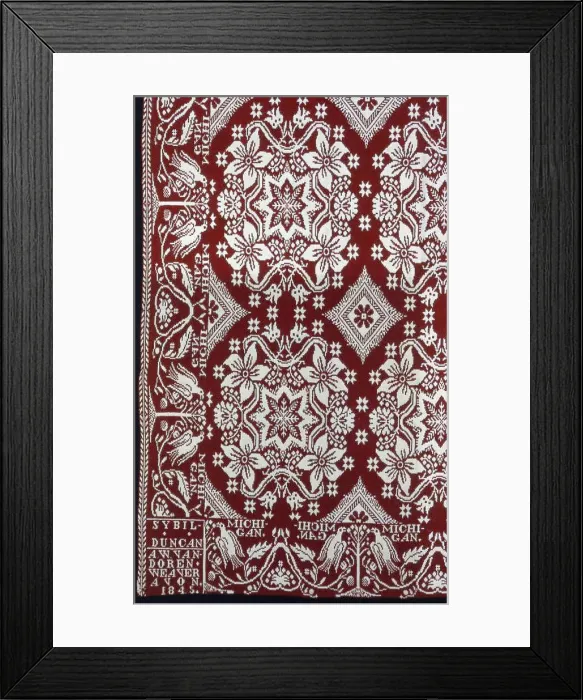 Framed Print : Coverlet, Michigan, 1845. Creator: Abram William Van Doren Framed Print : Coverlet, Michigan, 1845. Creator: Abram William Van Doren