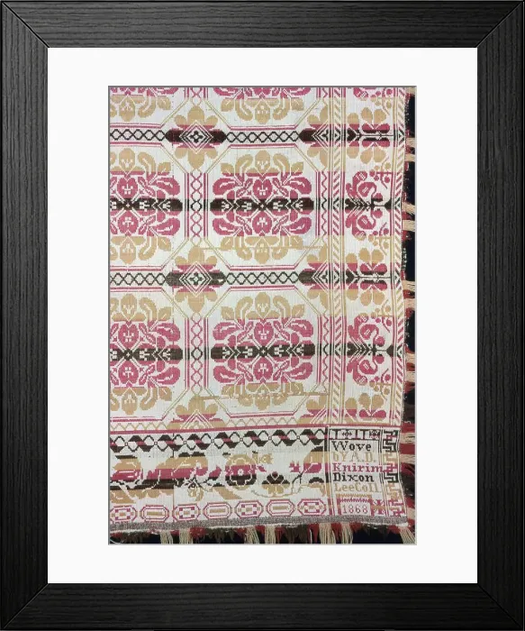 Framed Print : Coverlet, Illinois, 1868. Creator: Adam D. Knirim Framed Print : Coverlet, Illinois, 1868. Creator: Adam D. Knirim