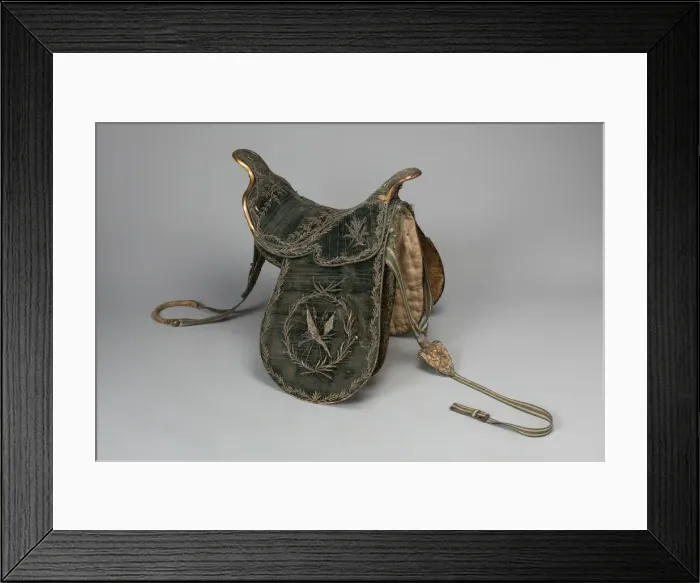 Framed Print : Saddle, Spain, late 18th century, possibly 19th century(?). Creator: Unknown Framed Print : Saddle, Spain, late 18th century, possibly 19th century(?). Creator: Unknown