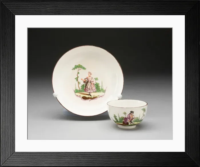 Framed Print : Tea Bowl and Saucer, Oudover, c. 1770. Creator: Weesp Porcelain Factory Framed Print : Tea Bowl and Saucer, Oudover, c. 1770. Creator: Weesp Porcelain Factory