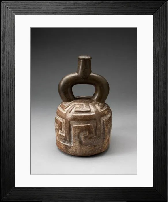 Framed Print : Stirrup Spout Vessel with Raised Geometric Scroll Motif, 1, 000 B. C. / 200 B. C Framed Print : Stirrup Spout Vessel with Raised Geometric Scroll Motif, 1, 000 B. C. / 200 B. C