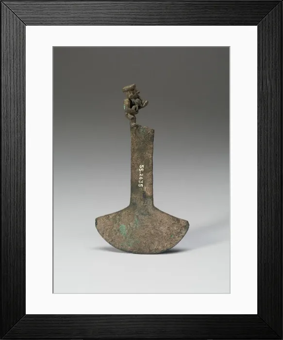 Framed Print : Wide-Blade Knife with Two Musicians on Top [One Figure Missing], A. D. 1440  /  1540