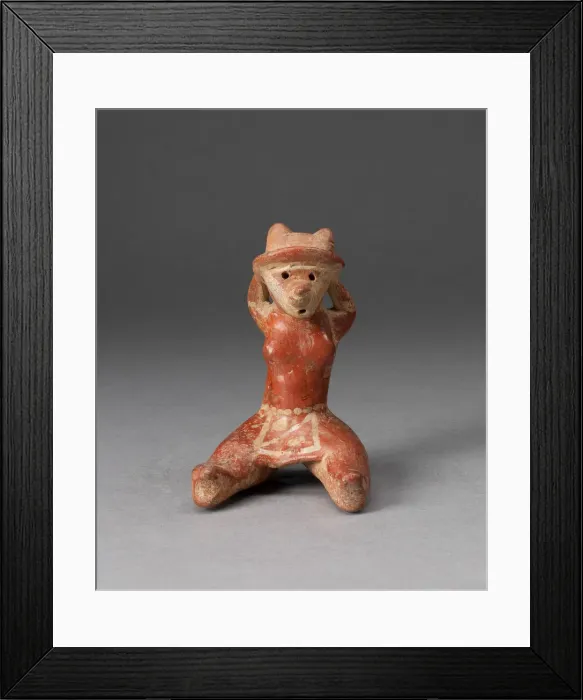 Framed Print : Miniature Seated Figurine with Arms Held Behind the Head, 100 B. C. / A. D. 300 Framed Print : Miniature Seated Figurine with Arms Held Behind the Head, 100 B. C. / A. D. 300