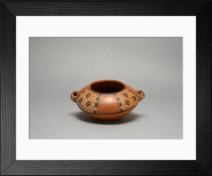 Framed Print : Handled Bowl with Panels of Geometric Motifs, c. A. D. 500 / 700. Creator: Unknown Framed Print : Handled Bowl with Panels of Geometric Motifs, c. A. D. 500 / 700. Creator: Unknown