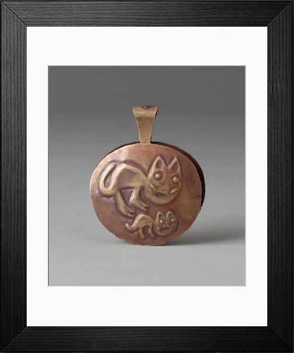 Framed Print : Circular Tweezers with Two Felines Incised on Surface, Probably A. D. 1000 / 1400 Framed Print : Circular Tweezers with Two Felines Incised on Surface, Probably A. D. 1000 / 1400