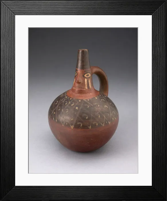 Framed Print : Single Spout Bottle with Modeled Face on Neck, A. D. 700 / 1000. Creator: Unknown Framed Print : Single Spout Bottle with Modeled Face on Neck, A. D. 700 / 1000. Creator: Unknown
