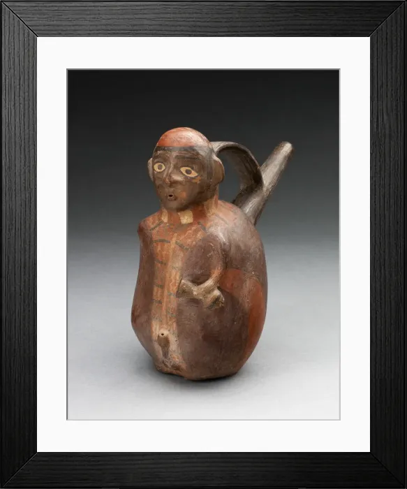 Framed Print : Single-Spout Vessel in the Form of a Figure Holding a Jar, A. D. 600 / 1000 Framed Print : Single-Spout Vessel in the Form of a Figure Holding a Jar, A. D. 600 / 1000
