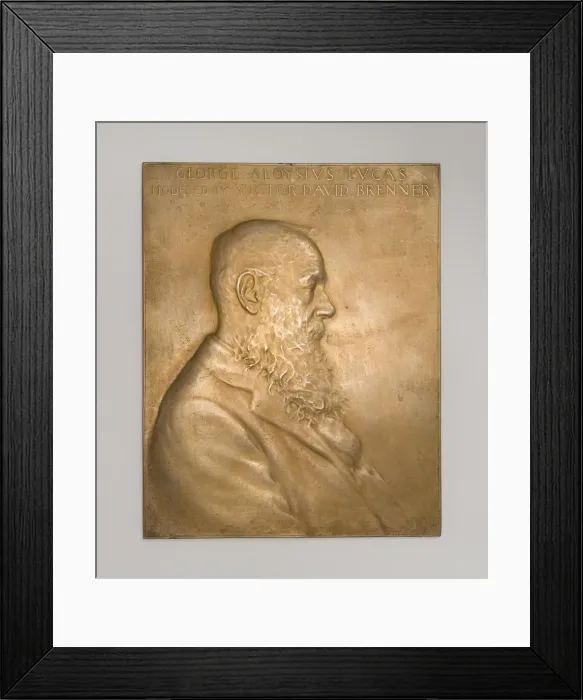 Framed Print : Plaque depicting George A. Lucas, Esq. 1890 / 1908. Creator: Victor David Brenner Framed Print : Plaque depicting George A. Lucas, Esq. 1890 / 1908. Creator: Victor David Brenner