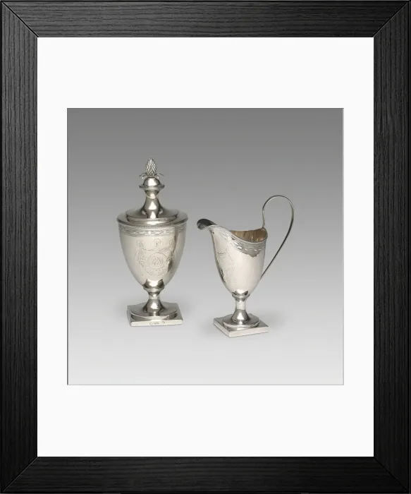 Framed Print : Sugar Urn and Cream Pot, c. 1793. Creator: Daniel Van Voorhis Framed Print : Sugar Urn and Cream Pot, c. 1793. Creator: Daniel Van Voorhis