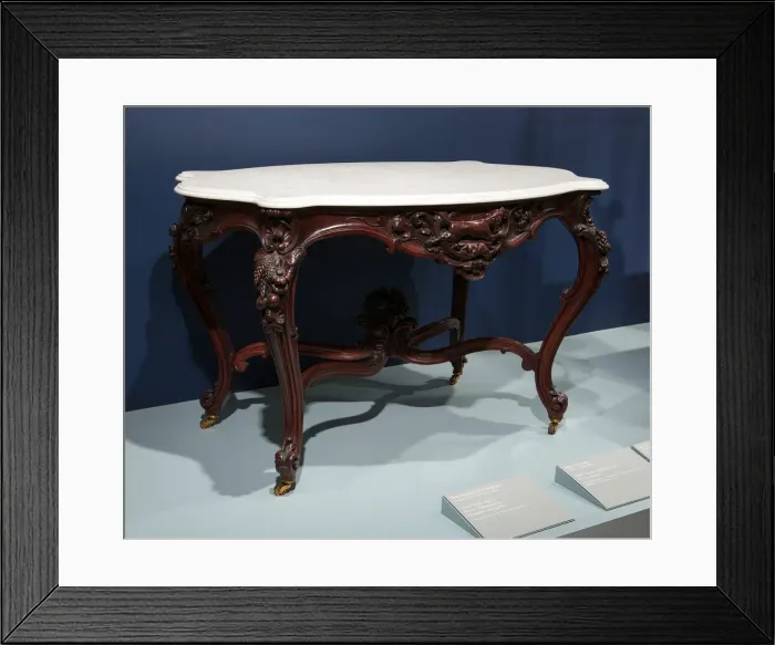 Framed Print : Center Table, 1847 / 57. Creator: Doe, Hazelton & Company Framed Print : Center Table, 1847 / 57. Creator: Doe, Hazelton & Company
