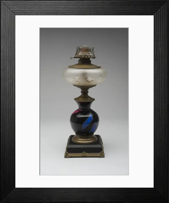 Framed Print : Sicilian Glass Lamp, c. 1878. Creator: Mount Washington Glass Company Framed Print : Sicilian Glass Lamp, c. 1878. Creator: Mount Washington Glass Company