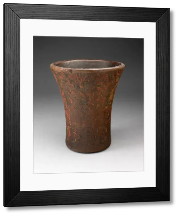 Framed Print : Drinking Vessel (Kero) with Floral and Animal Motifs, A. D. 1450 / 1532. Creator: Unknown Framed Print : Drinking Vessel (Kero) with Floral and Animal Motifs, A. D. 1450 / 1532. Creator: Unknown
